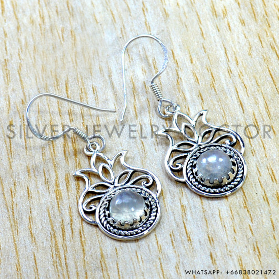 Rainbow Moonstone 925 Sterling Silver Earrings (SJWE-1065) Rainbow Moonstone 925 Sterling Silver Earrings (SJWE-1065)