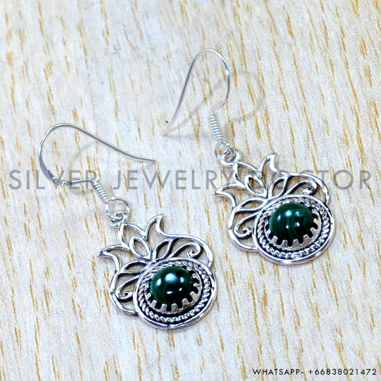 Malachite 925 Sterling Silver Earrings (SJWE-1066) Malachite 925 Sterling Silver Earrings (SJWE-1066)