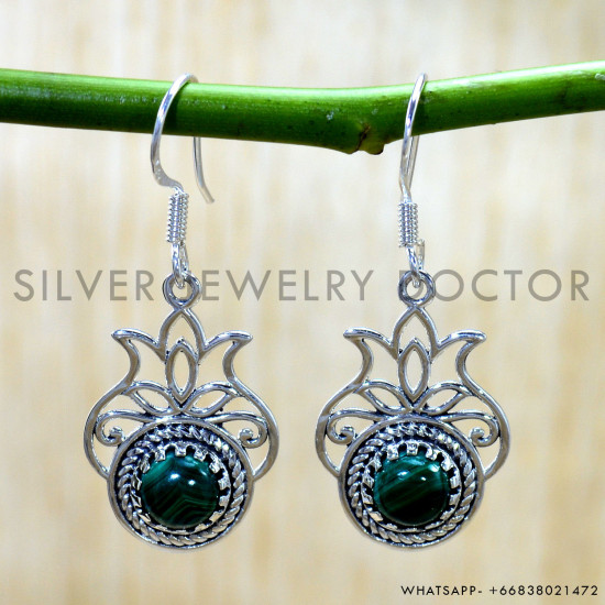 Malachite 925 Sterling Silver Earrings (SJWE-1066) Malachite 925 Sterling Silver Earrings (SJWE-1066)