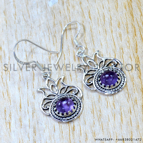 Amethyst 925 Sterling Silver Earrings (SJWE-1067) Amethyst 925 Sterling Silver Earrings (SJWE-1067)