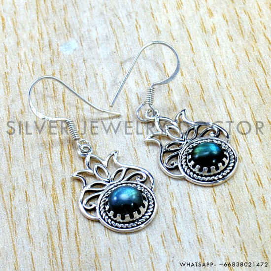 Labradorite 925 Sterling Silver Earrings (SJWE-1068)