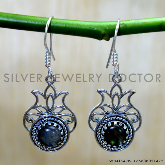 Labradorite 925 Sterling Silver Earrings (SJWE-1068)