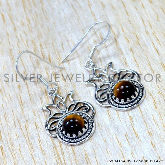 Tiger Eye 925 Sterling Silver Earrings (SJWE-1069) Tiger Eye 925 Sterling Silver Earrings (SJWE-1069)
