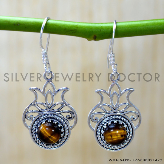 Tiger Eye 925 Sterling Silver Earrings (SJWE-1069) Tiger Eye 925 Sterling Silver Earrings (SJWE-1069)