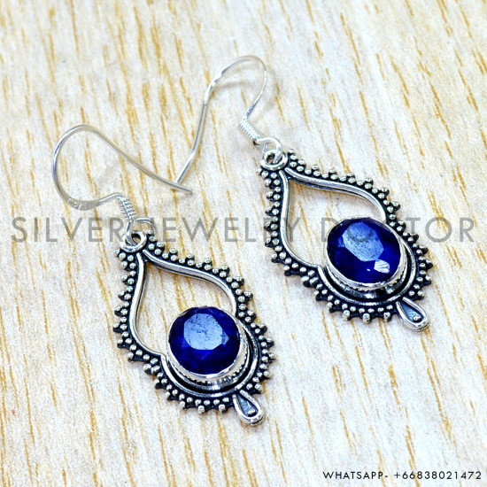 Sapphire 925 Sterling Silver Earrings (SJWE-1072)