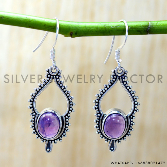 Amethyst 925 Sterling Silver Earrings (SJWE-1073) Amethyst 925 Sterling Silver Earrings (SJWE-1073)