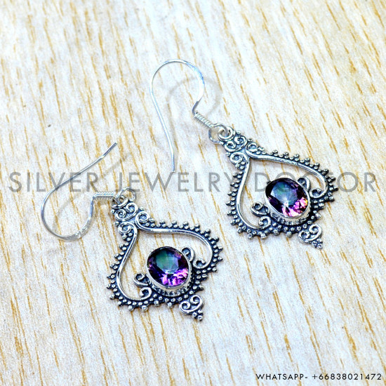Mystic Topaz 925 Sterling Silver Earrings (SJWE-1077) Mystic Topaz 925 Sterling Silver Earrings (SJWE-1077)