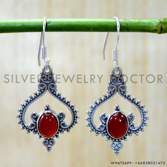 Carnelian 925 Sterling Silver Earrings (SJWE-1079) Carnelian 925 Sterling Silver Earrings (SJWE-1079)