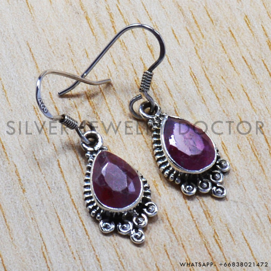 Ruby 925 Sterling Silver Earrings (SJWE-108) Ruby 925 Sterling Silver Earrings (SJWE-108)