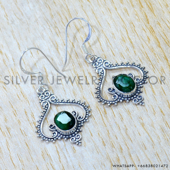 Emerald 925 Sterling Silver Earrings (SJWE-1080) Emerald 925 Sterling Silver Earrings (SJWE-1080)