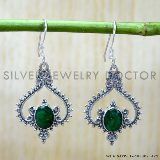 Emerald 925 Sterling Silver Earrings (SJWE-1080) Emerald 925 Sterling Silver Earrings (SJWE-1080)