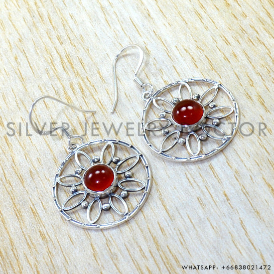 Carnelian 925 Sterling Silver Earrings (SJWE-1081) Carnelian 925 Sterling Silver Earrings (SJWE-1081)