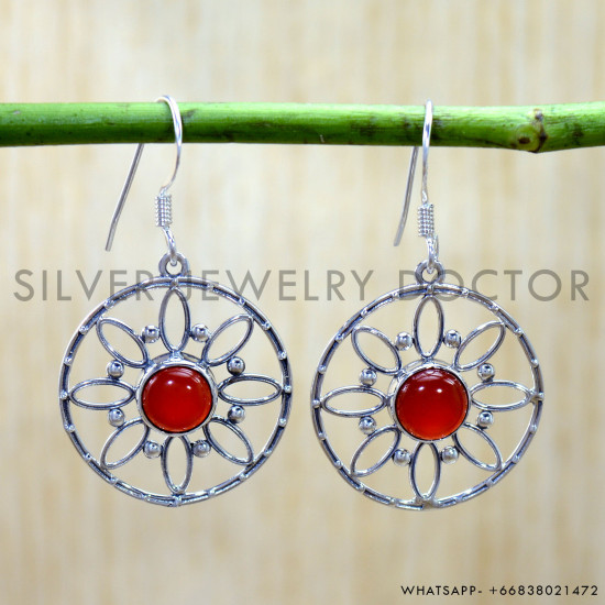 Carnelian 925 Sterling Silver Earrings (SJWE-1081) Carnelian 925 Sterling Silver Earrings (SJWE-1081)