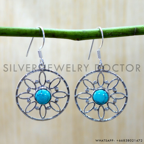 Turquoise 925 Sterling Silver Earrings (SJWE-1083)