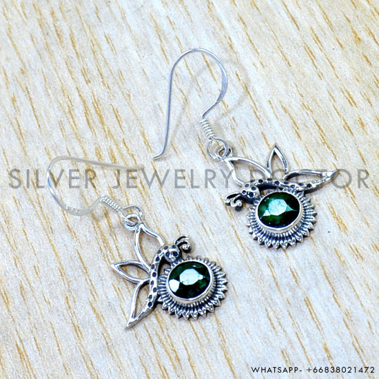 Emerald 925 Sterling Silver Earrings (SJWE-1087) Emerald 925 Sterling Silver Earrings (SJWE-1087)