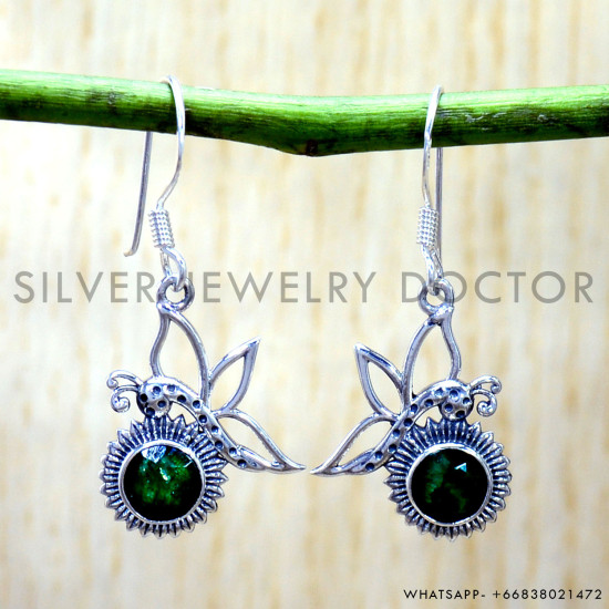 Emerald 925 Sterling Silver Earrings (SJWE-1087) Emerald 925 Sterling Silver Earrings (SJWE-1087)