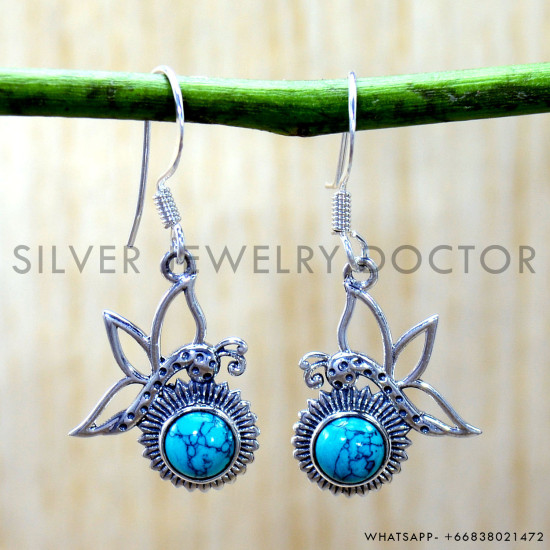 Turquoise 925 Sterling Silver Earrings (SJWE-1089) Turquoise 925 Sterling Silver Earrings (SJWE-1089)