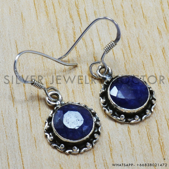 Sapphire 925 Sterling Silver Earrings (SJWE-109) Sapphire 925 Sterling Silver Earrings (SJWE-109)