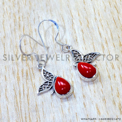 Coral 925 Sterling Silver Earrings (SJWE-1092) Coral 925 Sterling Silver Earrings (SJWE-1092)