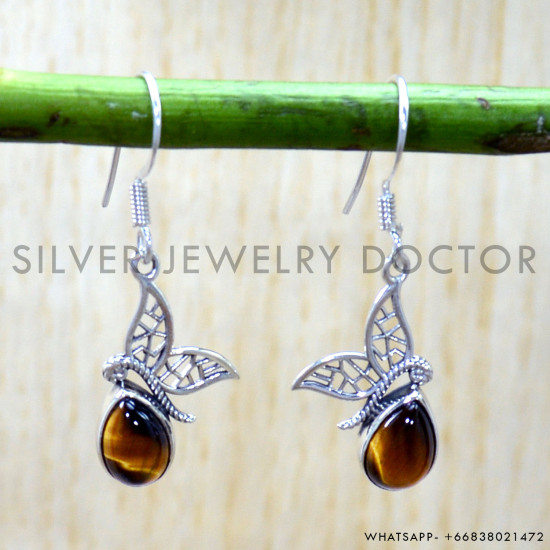 Tiger Eye 925 Sterling Silver Earrings (SJWE-1094) Tiger Eye 925 Sterling Silver Earrings (SJWE-1094)