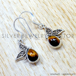 Tiger Eye 925 Sterling Silver Earrings (SJWE-1094)