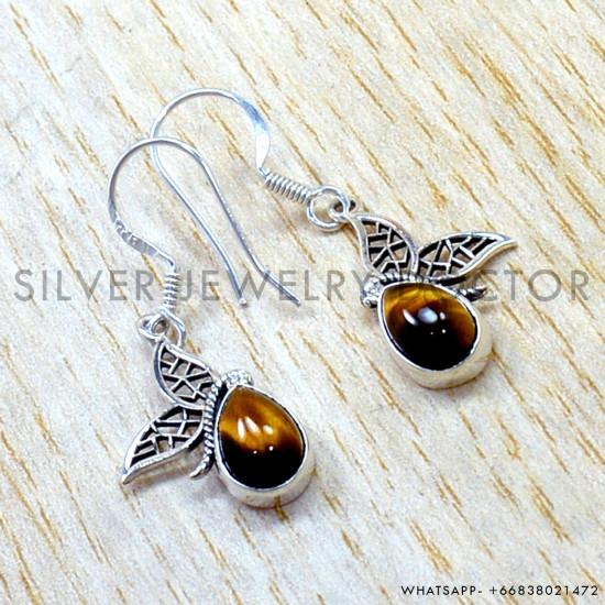 Tiger Eye 925 Sterling Silver Earrings (SJWE-1094) Tiger Eye 925 Sterling Silver Earrings (SJWE-1094)