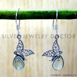 Prehnite 925 Sterling Silver Earrings (SJWE-1095)