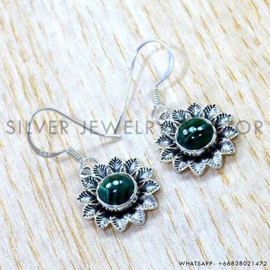 Malachite 925 Sterling Silver Earrings (SJWE-1096) Malachite 925 Sterling Silver Earrings (SJWE-1096)