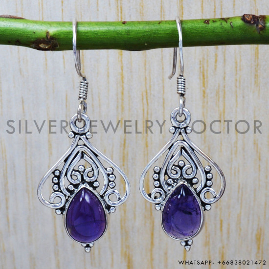 Amethyst 925 Sterling Silver Earrings (SJWE-11) Amethyst 925 Sterling Silver Earrings (SJWE-11)