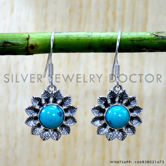 Turquoise 925 Sterling Silver Earrings (SJWE-1101) Turquoise 925 Sterling Silver Earrings (SJWE-1101)