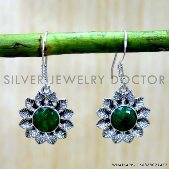 Emerald 925 Sterling Silver Earrings (SJWE-1102) Emerald 925 Sterling Silver Earrings (SJWE-1102)