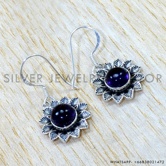 Amethyst 925 Sterling Silver Earrings (SJWE-1105) Amethyst 925 Sterling Silver Earrings (SJWE-1105)