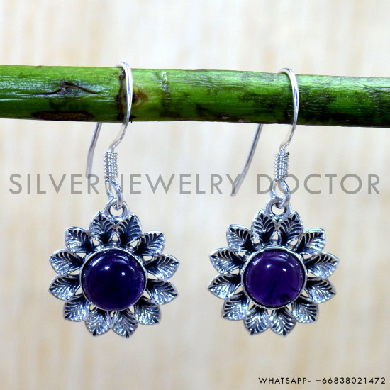 Amethyst 925 Sterling Silver Earrings (SJWE-1105) Amethyst 925 Sterling Silver Earrings (SJWE-1105)