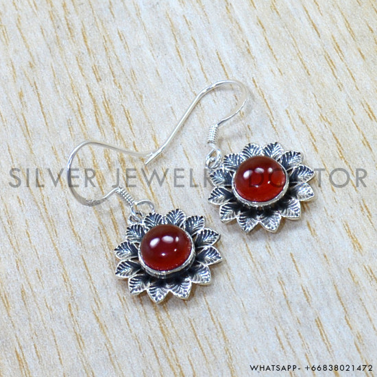 Carnelian 925 Sterling Silver Earrings (SJWE-1106) Carnelian 925 Sterling Silver Earrings (SJWE-1106)