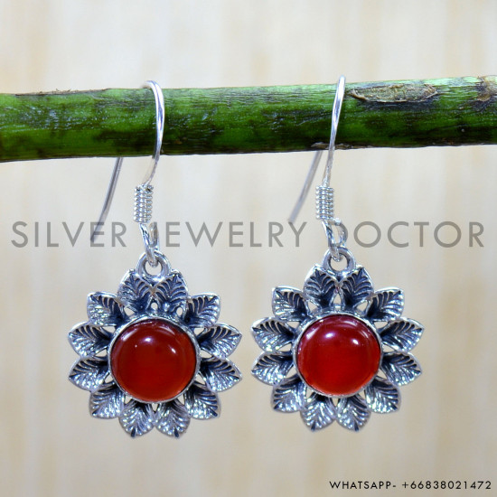 Carnelian 925 Sterling Silver Earrings (SJWE-1106) Carnelian 925 Sterling Silver Earrings (SJWE-1106)