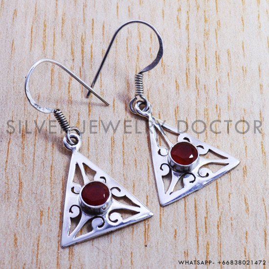 Carnelian 925 Sterling Silver Earrings (SJWE-111) Carnelian 925 Sterling Silver Earrings (SJWE-111)