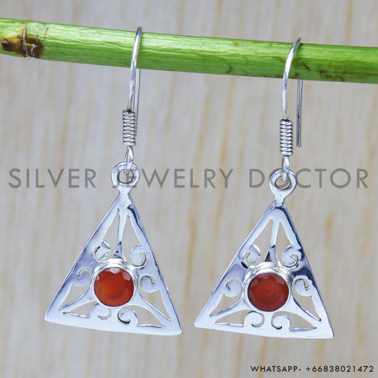 Carnelian 925 Sterling Silver Earrings (SJWE-111) Carnelian 925 Sterling Silver Earrings (SJWE-111)