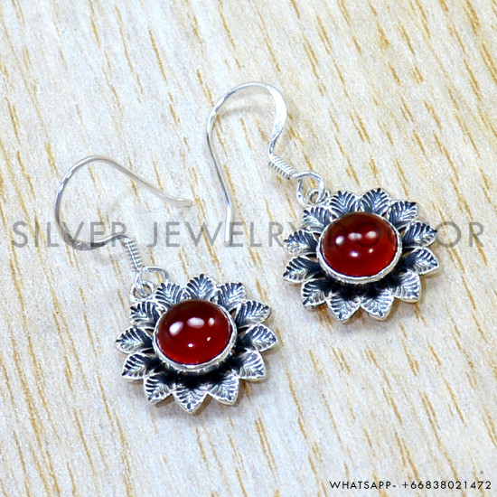 Carnelian 925 Sterling Silver Earrings (SJWE-1110) Carnelian 925 Sterling Silver Earrings (SJWE-1110)