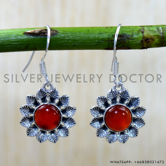 Carnelian 925 Sterling Silver Earrings (SJWE-1110) Carnelian 925 Sterling Silver Earrings (SJWE-1110)