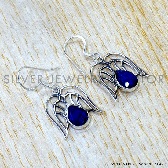 Sapphire 925 Sterling Silver Earrings (SJWE-1117) Sapphire 925 Sterling Silver Earrings (SJWE-1117)