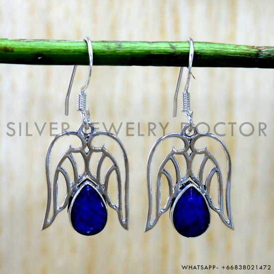 Sapphire 925 Sterling Silver Earrings (SJWE-1117) Sapphire 925 Sterling Silver Earrings (SJWE-1117)