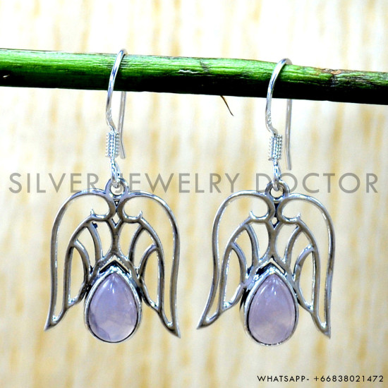Rose Quartz 925 Sterling Silver Earrings (SJWE-1120) Rose Quartz 925 Sterling Silver Earrings (SJWE-1120)