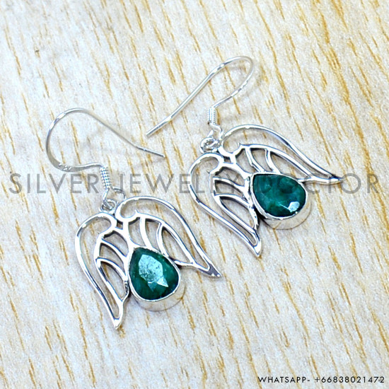 Emerald 925 Sterling Silver Earrings (SJWE-1122) Emerald 925 Sterling Silver Earrings (SJWE-1122)