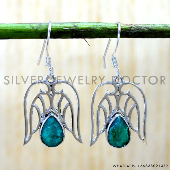 Emerald 925 Sterling Silver Earrings (SJWE-1122) Emerald 925 Sterling Silver Earrings (SJWE-1122)