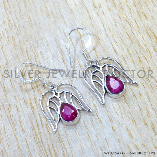 Ruby 925 Sterling Silver Earrings (SJWE-1123) Ruby 925 Sterling Silver Earrings (SJWE-1123)