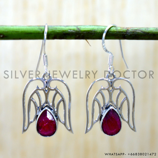Ruby 925 Sterling Silver Earrings (SJWE-1123) Ruby 925 Sterling Silver Earrings (SJWE-1123)