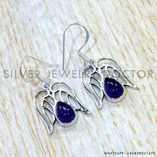Amethyst 925 Sterling Silver Earrings (SJWE-1124) Amethyst 925 Sterling Silver Earrings (SJWE-1124)