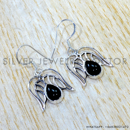 Black Onyx 925 Sterling Silver Earrings (SJWE-1126) Black Onyx 925 Sterling Silver Earrings (SJWE-1126)