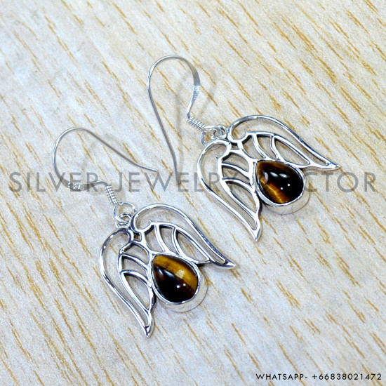 Tiger Eye 925 Sterling Silver Earrings (SJWE-1127) Tiger Eye 925 Sterling Silver Earrings (SJWE-1127)