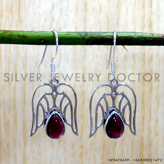 Garnet 925 Sterling Silver Earrings (SJWE-1128) Garnet 925 Sterling Silver Earrings (SJWE-1128)